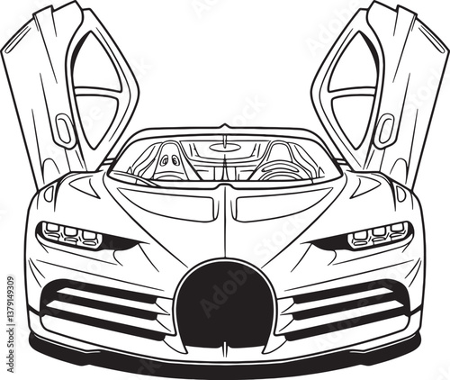 Super Car Line art vector illustration Isolated On Transparent Background