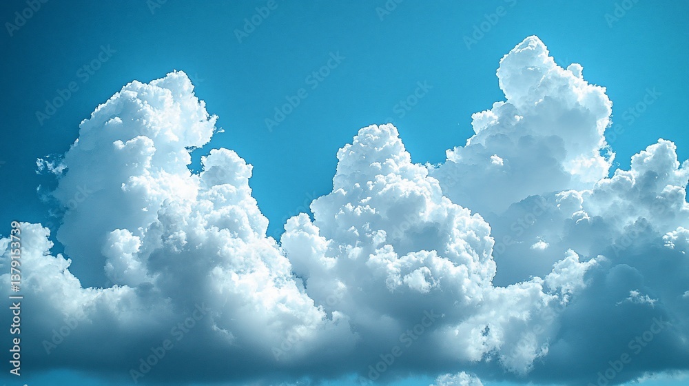 Naklejka premium Fluffy White Clouds in Blue Sky