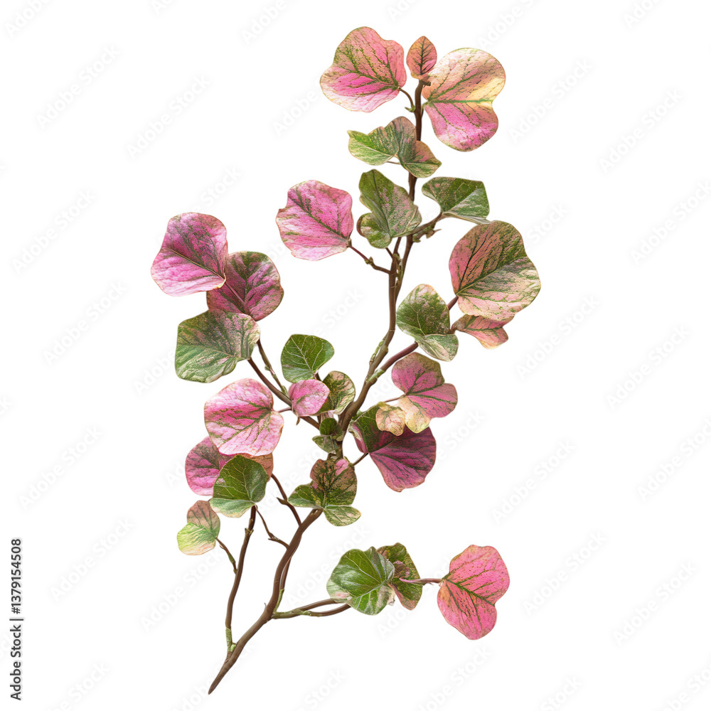 Fototapeta premium Trailing Ceropegia Woodii Variegata with Pink Flowers Isolated on Transparent Background