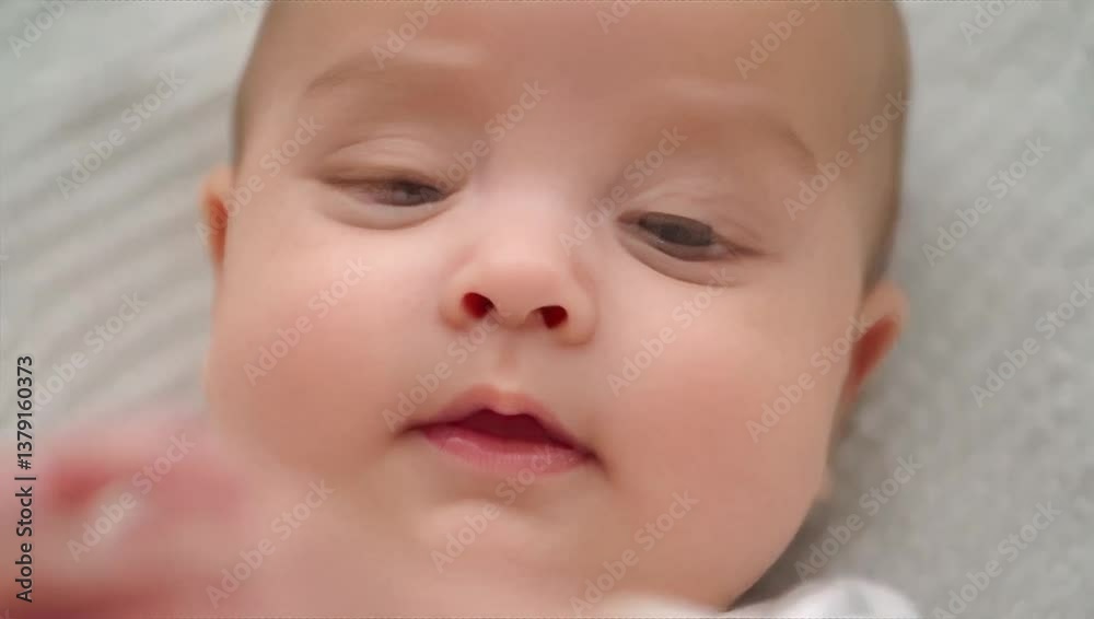 A Newborn Baby Lying on Its Back, Close-Up of the Baby's Head, Innocence and Peaceful Sleep – A Tender Moment of a Sleeping Infant A Newborn Baby Lying on Its Back, Close-Up of the Baby's Head, Innocence and Peaceful Sleep – A Tender Moment of a Sleeping Infant