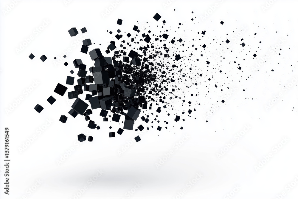 Fototapeta premium Geometric abstract white background with black cubes.