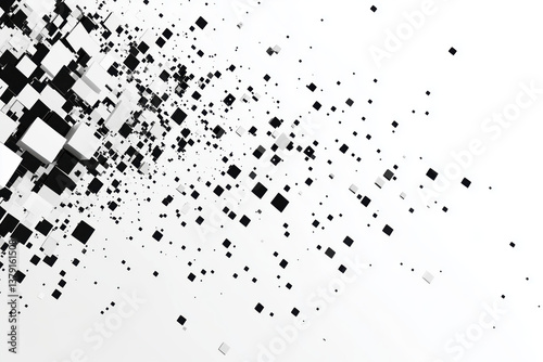 Fototapeta Naklejka Na Ścianę i Meble -  Abstract white background with flying cubes.