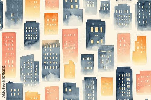 City pattern with houses and windows.