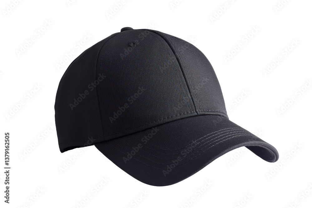 Fototapeta premium Sleek Black Baseball Cap on a Transparent Background