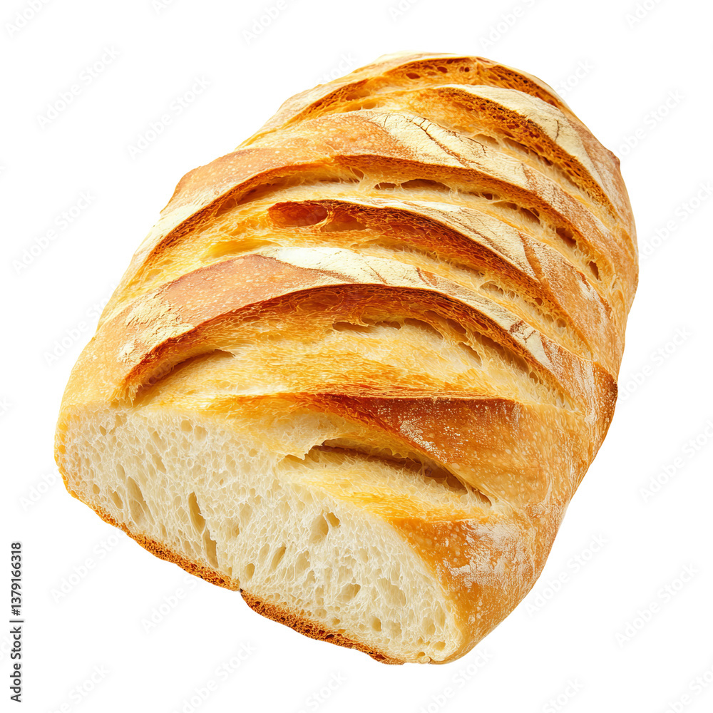 French bread slices viewed from the side, showing layers
French bread slices viewed from the side, showing layers