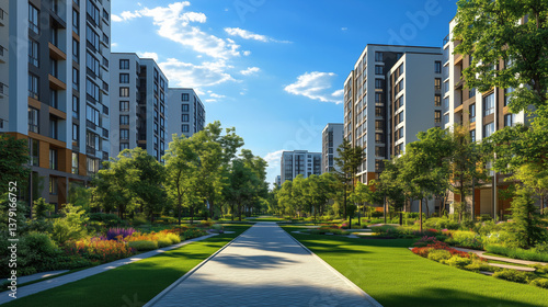 An area with high-rise buildings.