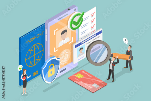 3D Isometric Flat Vector Illustration of Know Your Customer, Identifying Clients For Security And Finance Safety Through KYC