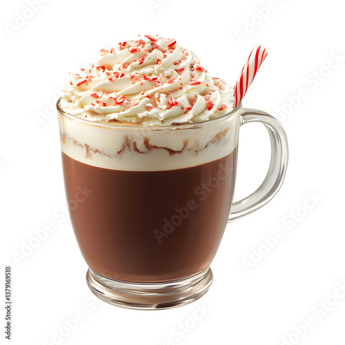 Peppermint Mocha Hot Chocolate Isolated on Transparent Background