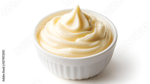 Creamy Mayonnaise Swirl in White Bowl Delicious Appetizer