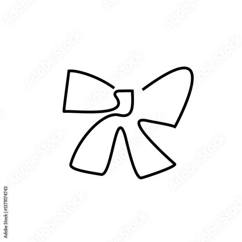 bow - flat drawing with one continuous line. drawing isolate art. holiday icon