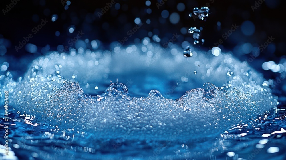 Water splash, ring of bubbles Water splash, ring of bubbles