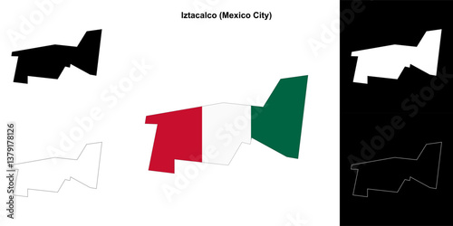 Iztacalco borough (Mexico City) outline map set
