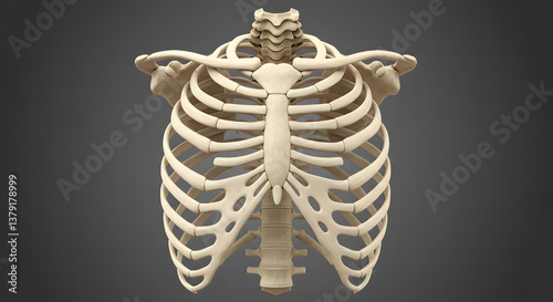 3D Render Human Rib Cage Skeleton Anatomy