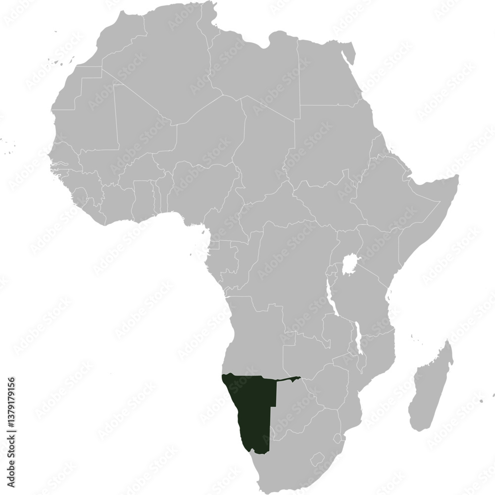 Obraz premium Detailed national location map of NAMIBIA within the great continent of Africa