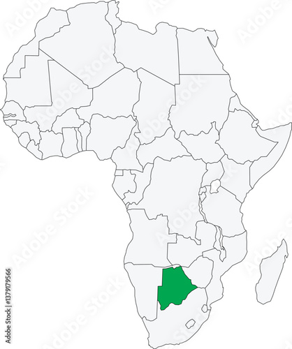 Detailed national location map of BOTSWANA within the great continent of Africa