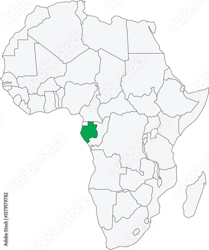 Detailed national location map of GABON within the great continent of Africa