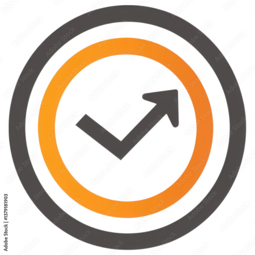 Upward Trend Icon: A modern and minimalist graphic icon depicting an upward trending arrow, symbolizing growth, progress, and positive development.  The design is clean and versatile.