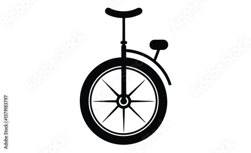 Unicycle isolated on white silhouette
