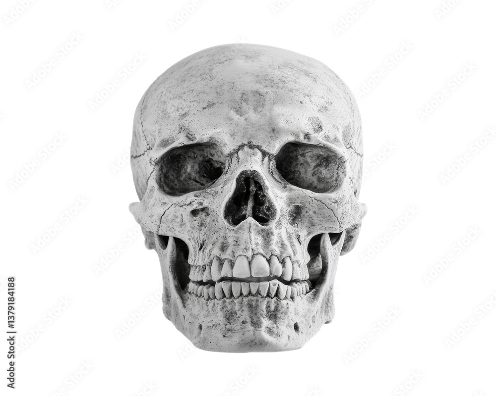 Obraz premium Realistic Human Skull Model isolated on transparent background, png