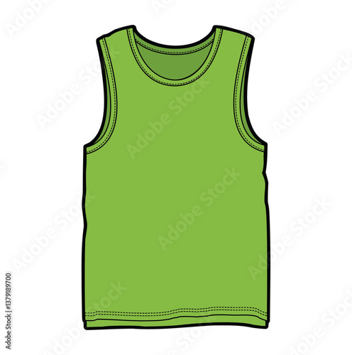 Vibrant Lime Green Tank Top: A stylish, sleeveless tank top in a bold lime green color, perfect for a variety of casual and active wear looks.