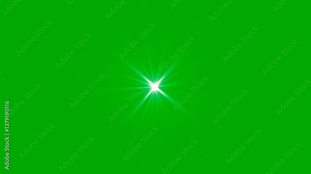 Shining white light, Twinkle stars light on green screen background. Stars twinkle like flash rays