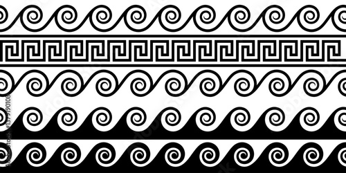 Greek wave seamless pattern. Vector water wavy shape pattern