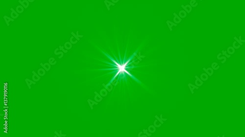 Shining white light, Twinkle stars light on green screen background. Stars twinkle like flash rays