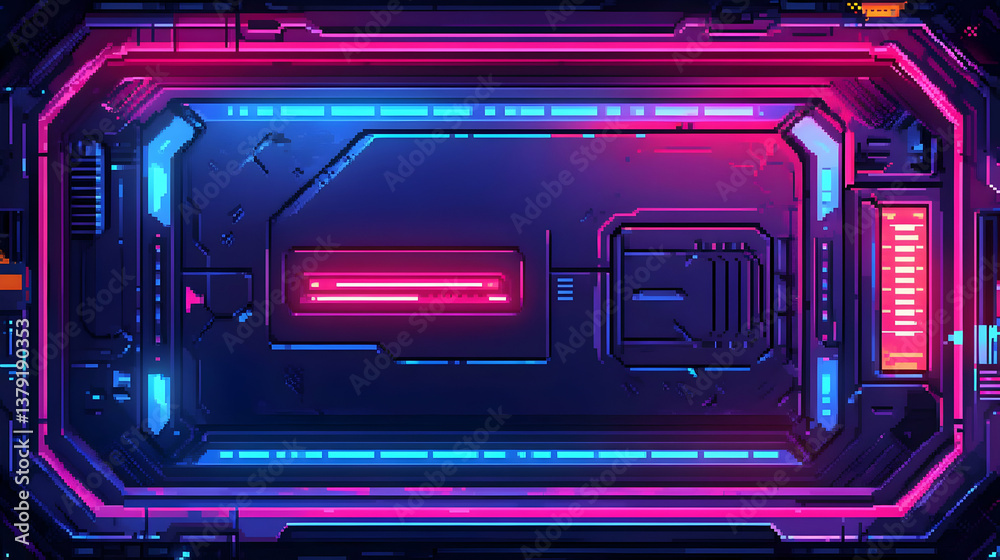 Vibrant Neon Rectangular Portal with a Sci-fi Theme in Blue and Pink Tones Creates a Futuristic Abstract Background Vibrant Neon Rectangular Portal with a Sci-fi Theme in Blue and Pink Tones Creates a Futuristic Abstract Background