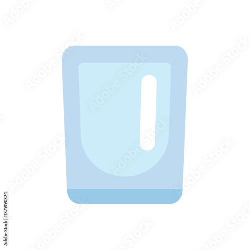 A shot glass. Small transparent blue shot glass. Icon, clipart for website, apps about products, alcohol. Vector flat illustration, cartoon style.