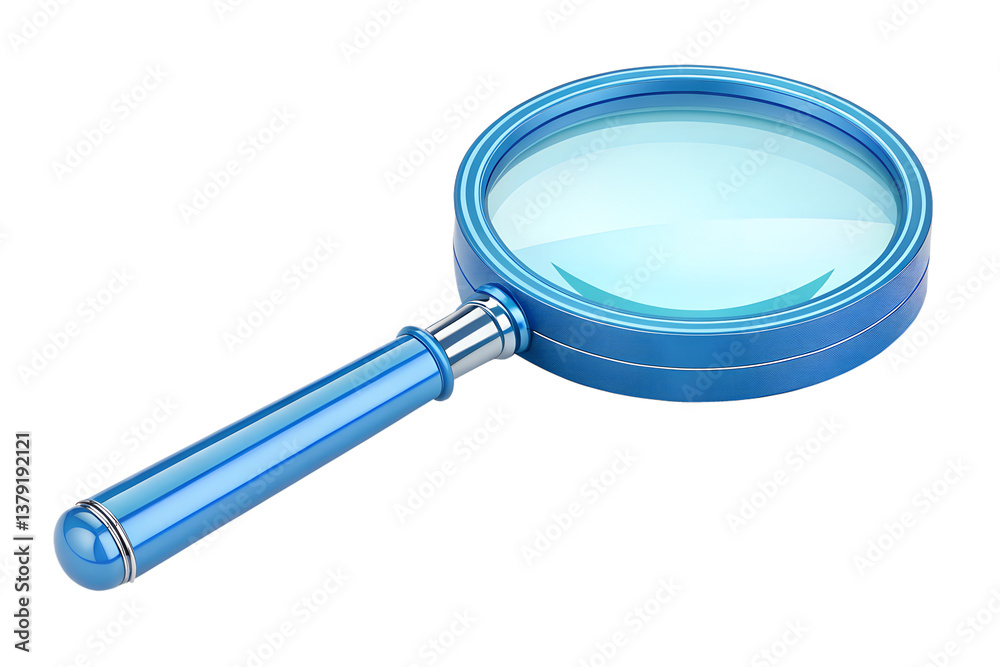Blue magnifying glass with transparent background for clarity Blue magnifying glass with transparent background for clarity