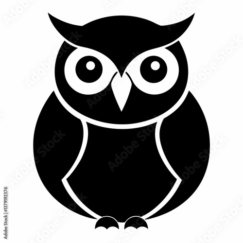 Black owl icon vector on white background.