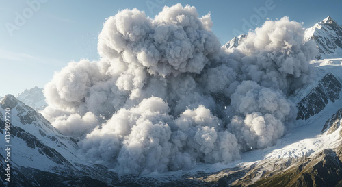 Snow-covered mountains awe-inspiring spectacle of a sandstorm with its tumultuous winds swirling grains of sand and overwhelming power of nature