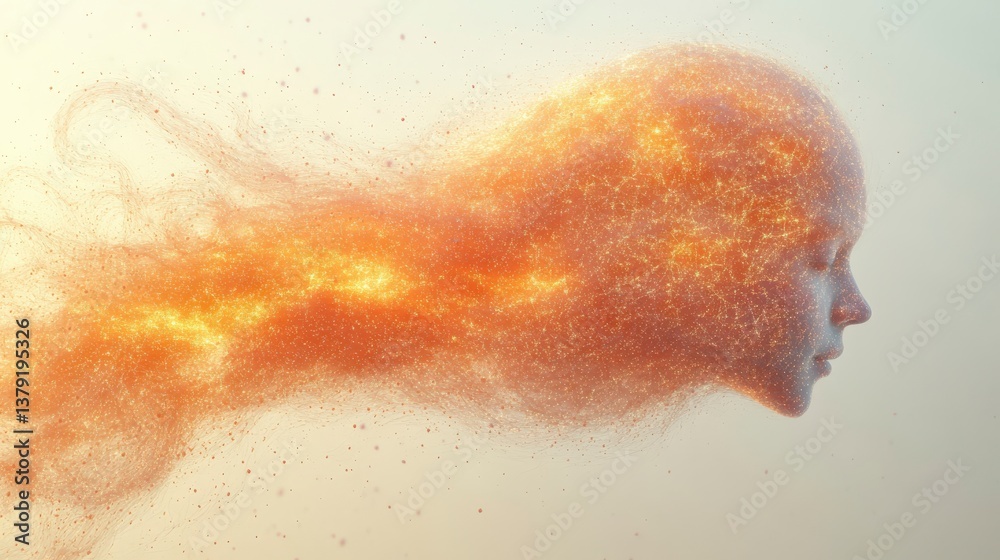 Fototapeta premium Abstract Human Form Disintegrating into Particles