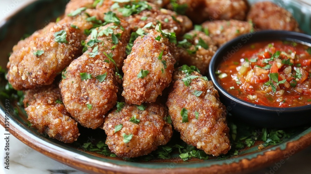 Crispy Breaded Chicken Wings with Spicy Red Sauce Crispy Breaded Chicken Wings with Spicy Red Sauce