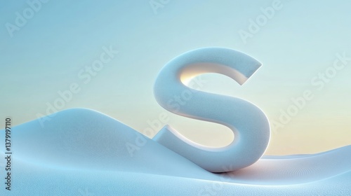 A minimalist design featuring the letter S in a unique font, set against a soft background