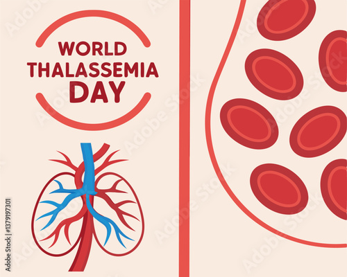 World Thalassaemia Day: highlighting lungs and blood cells for awareness.