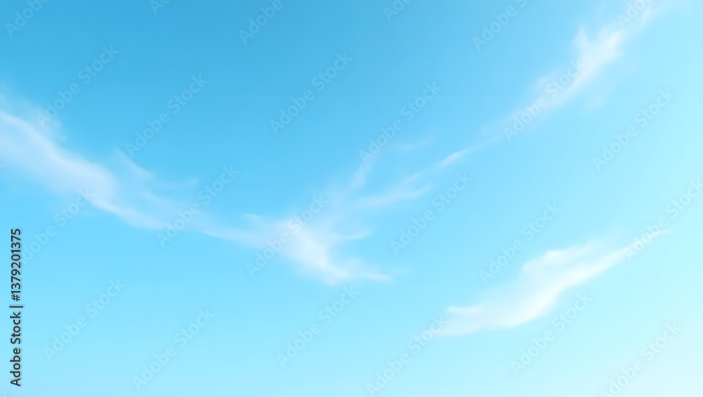 Obraz premium Vibrant blue sky with wispy clouds. 