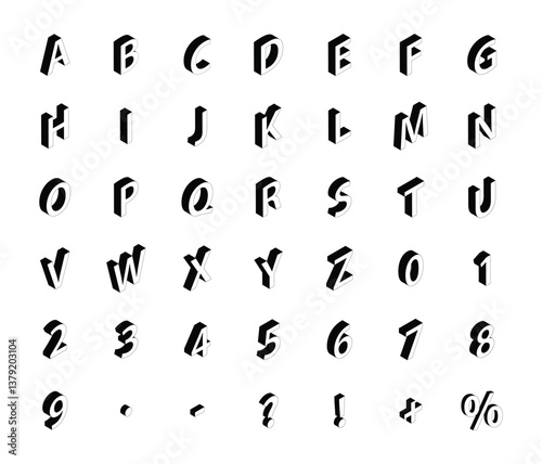 Isometric alphabet and neumber icon set , vector illustrator