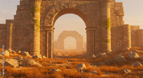 arch old gate ethereal allure and enchanting allure of mist in Wales encapsulates ancient landmarks, verdant landscapes, and eternal essence that defines this extraordinary realm