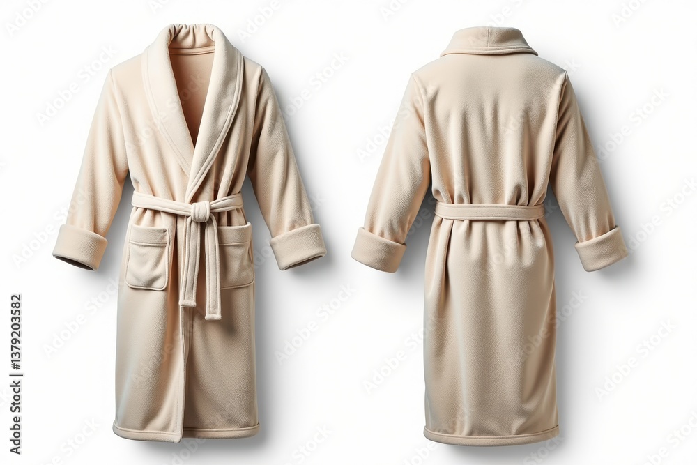 Cozy beige bathrobe ideal for relaxing at home Cozy beige bathrobe ideal for relaxing at home