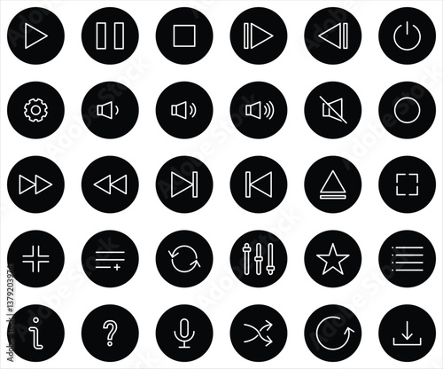 Multimedia Interface black set icon, vector illustrator