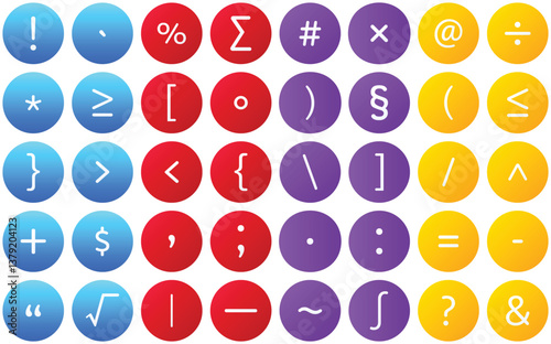 Special Characters Gradient Circle icon set, vector illustrator