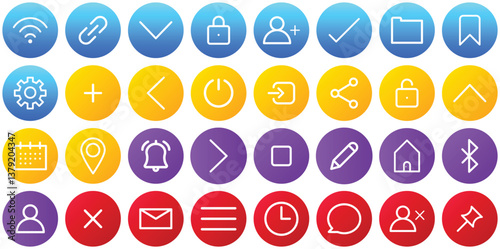 UI Gradient Circle icon set, vector illustrator