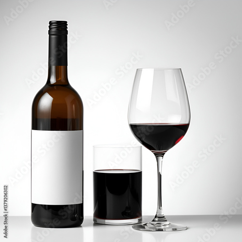 Composition of wine bottle and wineglass