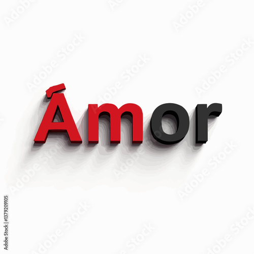 Spanisches Wort Amor,  rote Schrift

