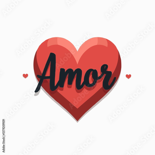 Spanisches Wort Amor,  rote Schrift

