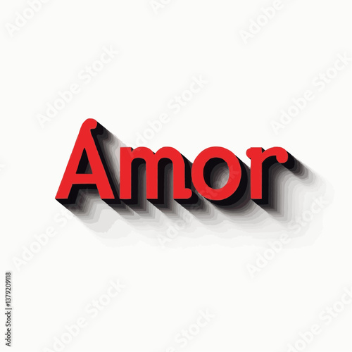 Spanisches Wort Amor,  rote Schrift


