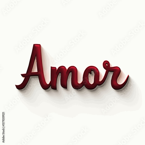 Spanisches Wort Amor,  rote Schrift


