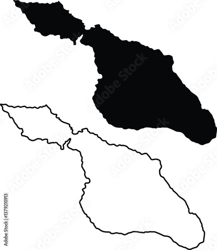 Santa Catalina Island Map Silhouette Flat and Outline Design