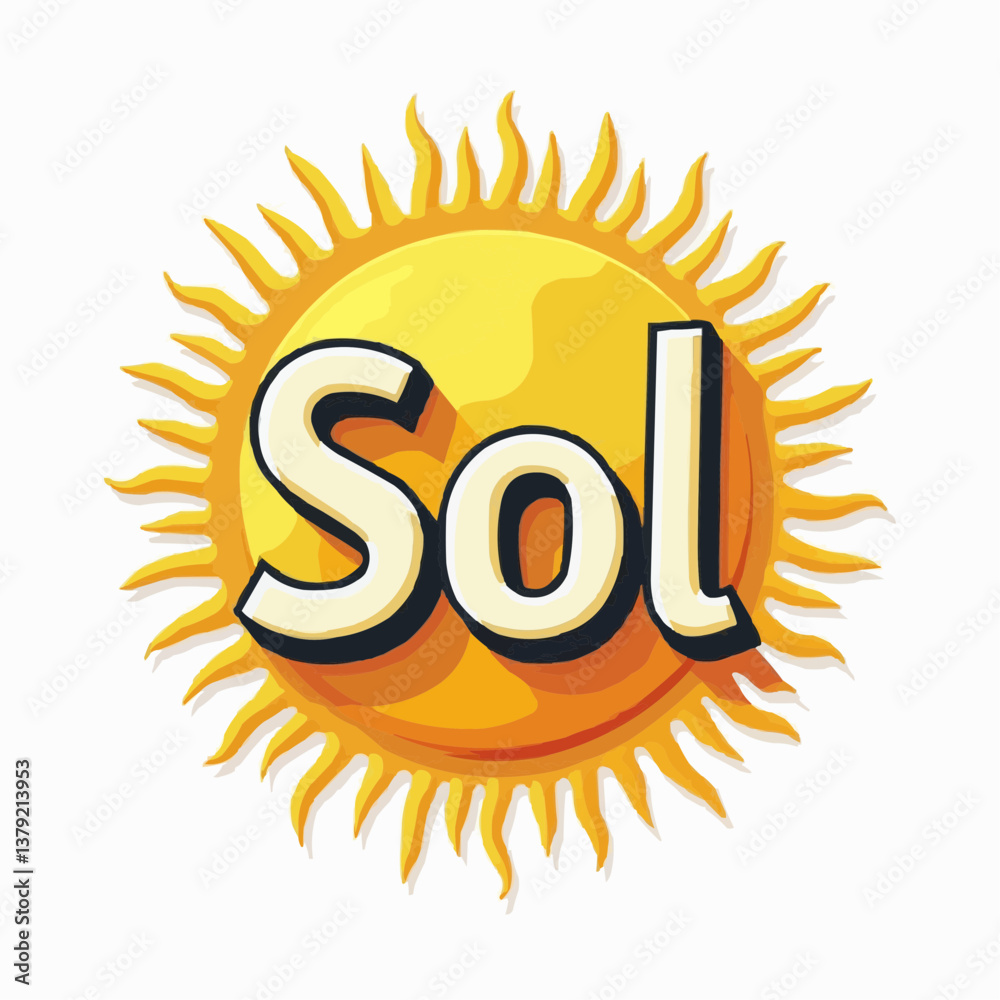 Spanisches Wort Sonne, Wort, Sol, Illustration

